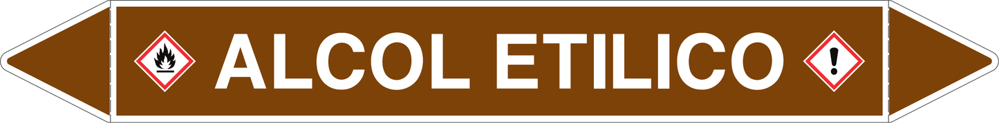 GLOBAL PACCO DA 10 ETICHETTE PER TUBAZIONI - ALCOL ETILICO - Etichetta Autoadesiva Resistente