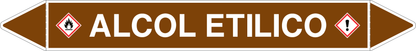 GLOBAL PACCO DA 10 ETICHETTE PER TUBAZIONI - ALCOL ETILICO - Etichetta Autoadesiva Resistente