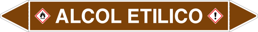 GLOBAL PACCO DA 10 ETICHETTE PER TUBAZIONI - ALCOL ETILICO - Etichetta Autoadesiva Resistente