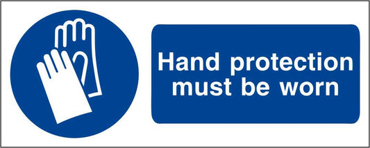 Hand Protection Must Be Worn - CARTELLO SEGNALETICO UNI ISO 7010 in Adesivo Resistente, Pannello in Forex, Pannello In Alluminio