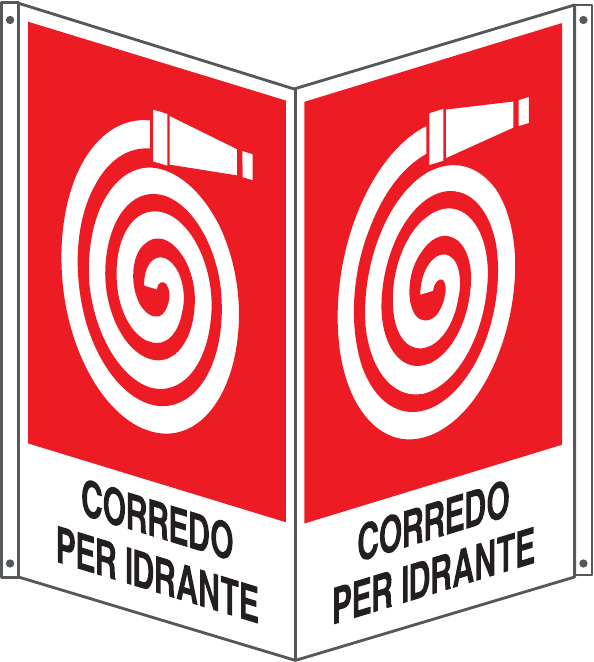 GLOBAL CARTELLO SEGNALETICO BIFACCIALE - ESTINTORE NUMERO - In Alluminio Con Stampa Diretta U.V. (IDEALE ANCHE PER ESTERNO)
