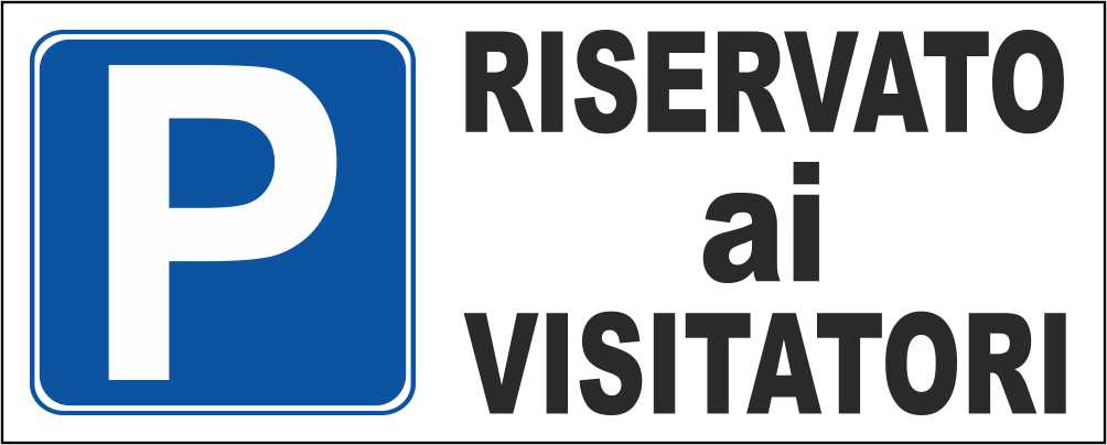 RISERVATO AI VISITATORI - CARTELLO SEGNALETICO UNI ISO 7010 in Adesivo Resistente, Pannello in Forex, Pannello In Alluminio