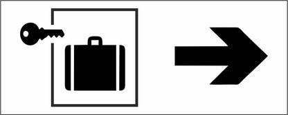 DEPOSITO BAGAGLI CON FRECCIA PERSONALIZZATA - CARTELLO SEGNALETICO UNI ISO 7010 in Adesivo Resistente, Pannello in Forex, Pannello In Alluminio