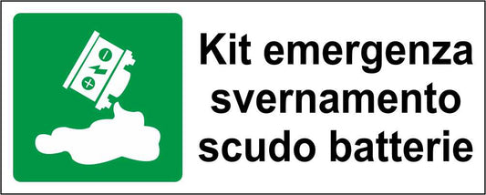 Kit emergenza svernamento scudo batterie - CARTELLO SEGNALETICO UNI ISO 7010 in Adesivo Resistente, Pannello in Forex, Pannello In Alluminio