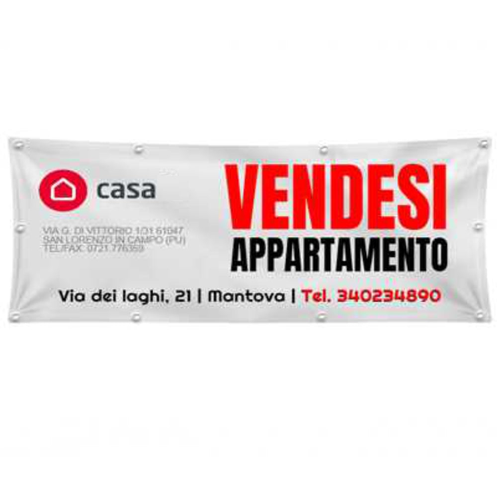 GLOBAL STRISCIONE FONDALE VENDESI AFFITASI - VENDESI APPARTAMENTO - PERSONALIZZATO IN CARTA O IN BANNER PVC ANCHE DA ESTERNO GARANZIA 5 ANNI