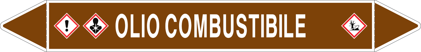 GLOBAL PACCO DA 10 ETICHETTE PER TUBAZIONI - OLIO COMBUSTIBILE - Etichetta Autoadesiva Resistente