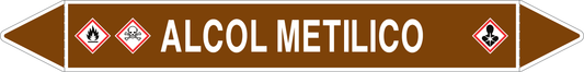 GLOBAL PACCO DA 10 ETICHETTE PER TUBAZIONI - ALCOL METILICO - Etichetta Autoadesiva Resistente