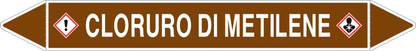 GLOBAL PACCO DA 10 ETICHETTE PER TUBAZIONI - CLORURO DI METILENE - Etichetta Autoadesiva Resistente