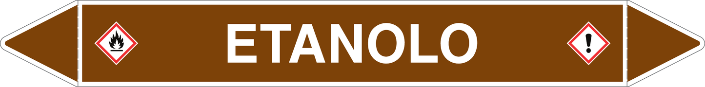 GLOBAL PACCO DA 10 ETICHETTE PER TUBAZIONI - ETANOLO - Etichetta Autoadesiva Resistente