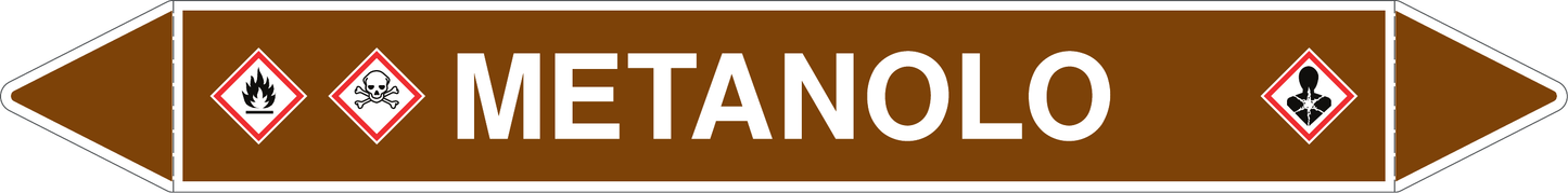 GLOBAL PACCO DA 10 ETICHETTE PER TUBAZIONI - METANOLO - Etichetta Autoadesiva Resistente