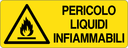 PERICOLO LIQUIDEI INFIAMMABILI - CARTELLO SEGNALETICO UNI ISO 7010 in Adesivo, Pannello in Forex, Pannello In Alluminio