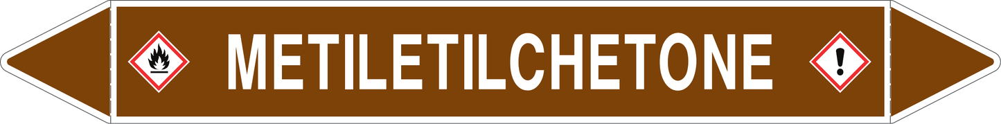 GLOBAL PACCO DA 10 ETICHETTE PER TUBAZIONI - METILETILCHETONE - Etichetta Autoadesiva Resistente