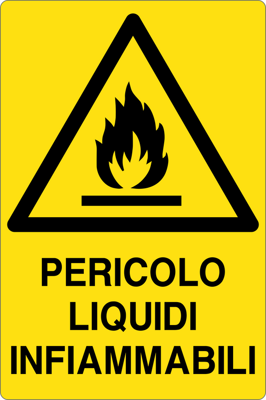 GLOBAL CARTELLO SEGNALETICO - PERICOLO LIQUIDEI INFIAMMABILI - Adesivo Resistente, Pannello in Forex, Pannello In Alluminio