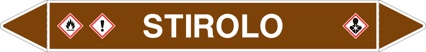 GLOBAL PACCO DA 10 ETICHETTE PER TUBAZIONI - STIROLO - Etichetta Autoadesiva Resistente