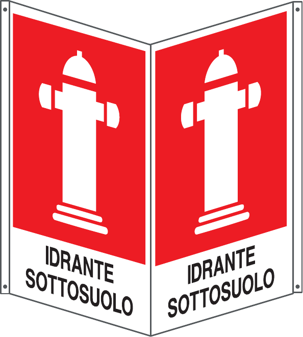 GLOBAL CARTELLO SEGNALETICO BIFACCIALE QUADRATO - IDRANTE SOTTOSUOLO - In Alluminio Con Stampa Diretta U.V. (IDEALE ANCHE PER ESTERNO)
