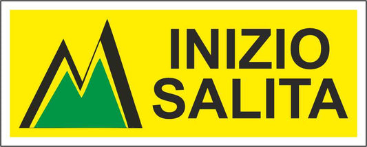 INIZIO SALITA - CARTELLO SEGNALETICO UNI ISO 7010 in Adesivo Resistente, Pannello in Forex, Pannello In Alluminio