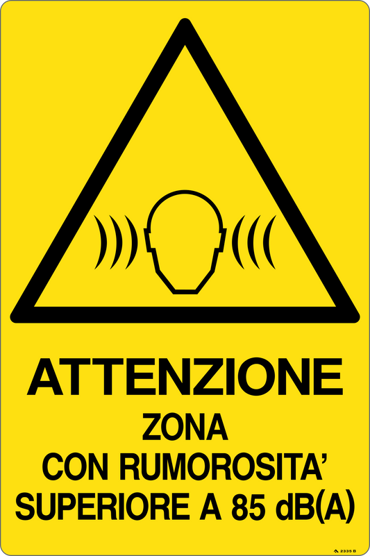 GLOBAL CARTELLO SEGNALETICO - ATTENZIONE ZONA CON RUMOROSITÀ SUPERIORE A 85 dBA - Adesivo Resistente, Pannello in Forex, Pannello In Alluminio