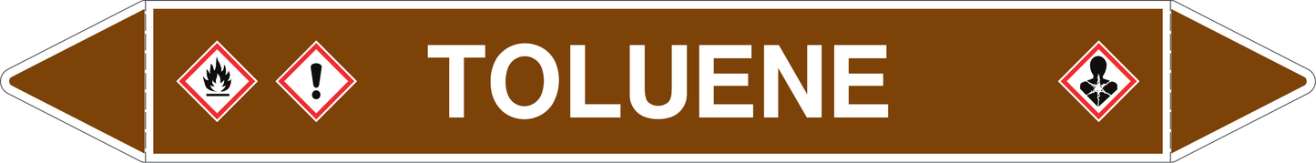 GLOBAL PACCO DA 10 ETICHETTE PER TUBAZIONI - TOLUENE - Etichetta Autoadesiva Resistente