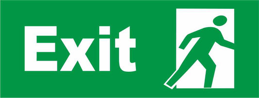 Exit rettangolare - CARTELLO SEGNALETICO UNI ISO 7010 in Adesivo Resistente, Pannello in Forex, Pannello In Alluminio