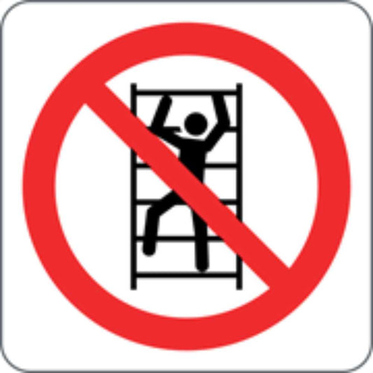 DIVIETO DI ARRAMPICARSI SUGLI SCAFFALI - CARTELLO SEGNALETICO QUADRATO ISO 7010 - Adesivo Extra Resistente, Pannello in Forex, Pannello In Alluminio