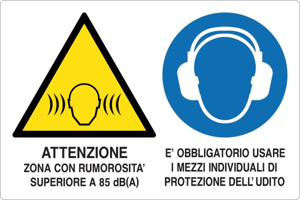 GLOBAL CARTELLO SEGNALETICO - ATTENZIONE ZONA CON RUMOROSITA' SUPERIORE A 85 dBA - Adesivo Resistente, Pannello in Forex, Pannello In Alluminio