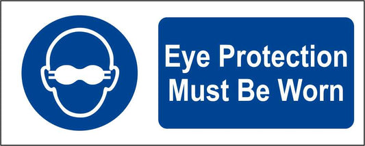 Eye Protection Must Be Worn - CARTELLO SEGNALETICO UNI ISO 7010 in Adesivo Resistente, Pannello in Forex, Pannello In Alluminio