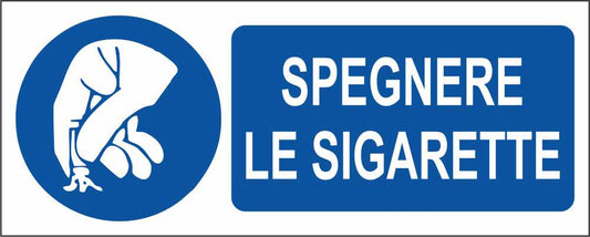 SPEGNERE LE SIGARETTE - CARTELLO SEGNALETICO UNI ISO 7010 in Adesivo Resistente, Pannello in Forex, Pannello In Alluminio