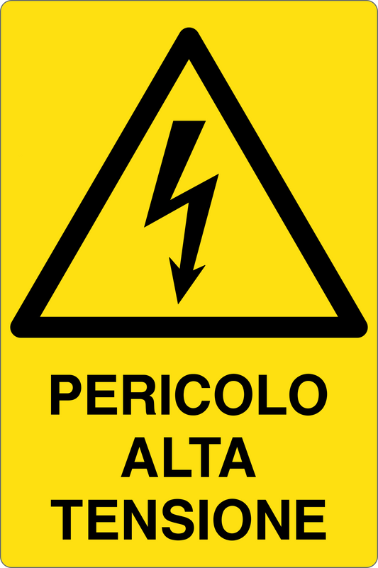 GLOBAL CARTELLO SEGNALETICO - PERICOLO ALTA TENSIONE - Adesivo Resistente, Pannello in Forex, Pannello In Alluminio