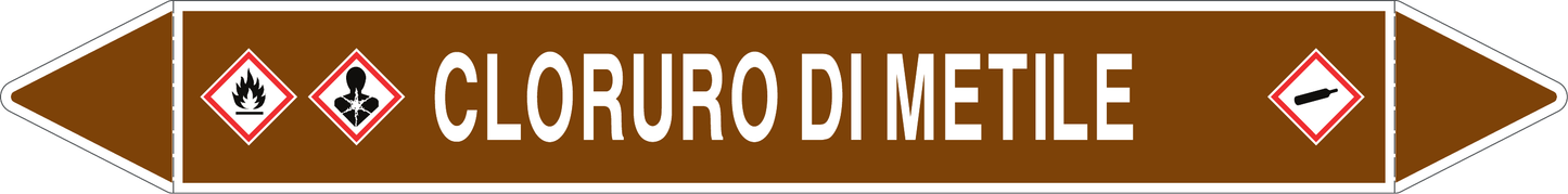 GLOBAL PACCO DA 10 ETICHETTE PER TUBAZIONI - CLORURO DI METILE - Etichetta Autoadesiva Resistente