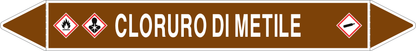 GLOBAL PACCO DA 10 ETICHETTE PER TUBAZIONI - CLORURO DI METILE - Etichetta Autoadesiva Resistente
