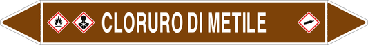 GLOBAL PACCO DA 10 ETICHETTE PER TUBAZIONI - CLORURO DI METILE - Etichetta Autoadesiva Resistente