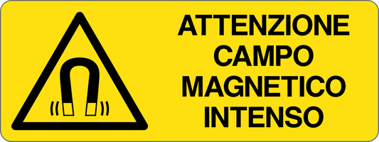 ATTENZIONE CAMPO MAGNETICO INTENSO - CARTELLO SEGNALETICO UNI ISO 7010 in Adesivo, Pannello in Forex, Pannello In Alluminio
