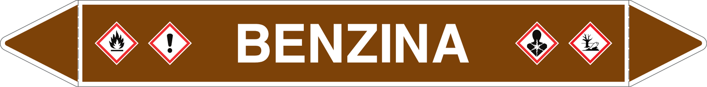 GLOBAL PACCO DA 10 ETICHETTE PER TUBAZIONI - BENZINA - Etichetta Autoadesiva Resistente