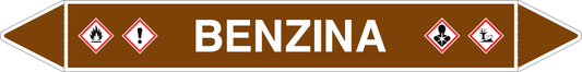 GLOBAL PACCO DA 10 ETICHETTE PER TUBAZIONI - BENZINA - Etichetta Autoadesiva Resistente