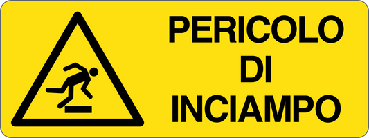 PERICOLO DI INCIAMPO - CARTELLO SEGNALETICO UNI ISO 7010 in Adesivo, Pannello in Forex, Pannello In Alluminio