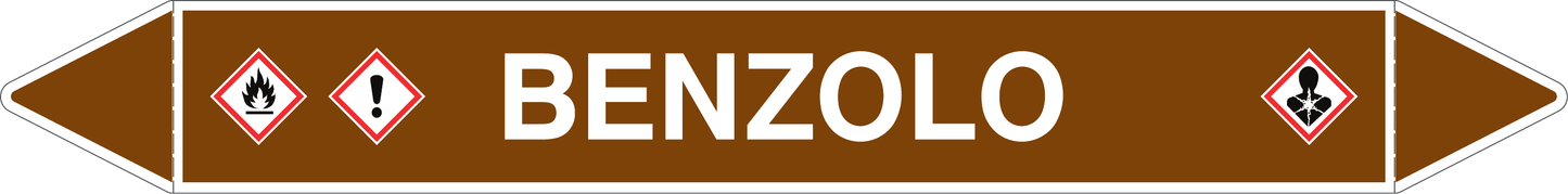 GLOBAL PACCO DA 10 ETICHETTE PER TUBAZIONI - BENZOLO - Etichetta Autoadesiva Resistente