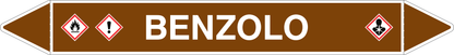 GLOBAL PACCO DA 10 ETICHETTE PER TUBAZIONI - BENZOLO - Etichetta Autoadesiva Resistente