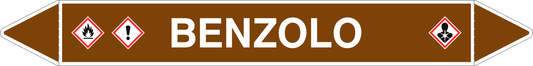 GLOBAL PACCO DA 10 ETICHETTE PER TUBAZIONI - BENZOLO - Etichetta Autoadesiva Resistente