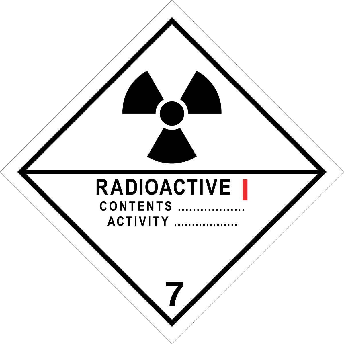 RADIOATTIVO I CL. 7 - CARTELLO SEGNALETICO ROMBO ISO 7010 - Adesivo Extra Resistente, Pannello in Forex, Pannello In Alluminio