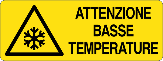 ATTENZIONE BASSE TEMPERATURE - CARTELLO SEGNALETICO UNI ISO 7010 in Adesivo, Pannello in Forex, Pannello In Alluminio