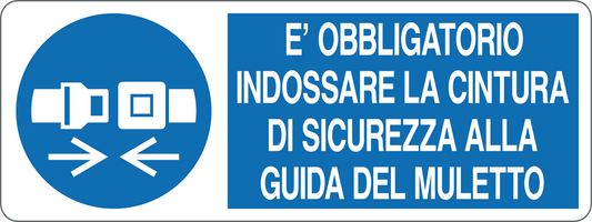 È OBBLIGATORIO INDOSSARE LA CINTURA DI SICUREZZA - CARTELLO SEGNALETICO UNI ISO 7010 in Adesivo, Pannello in Forex, Pannello In Alluminio