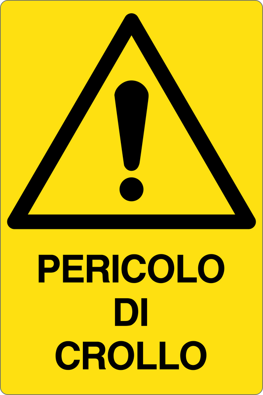 GLOBAL CARTELLO SEGNALETICO - PERICOLO DI CROLLO - Adesivo Resistente, Pannello in Forex, Pannello In Alluminio