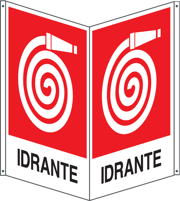 GLOBAL CARTELLO SEGNALETICO BIFACCIALE - IDRANTE - In Alluminio Con Stampa Diretta U.V. (IDEALE ANCHE PER ESTERNO)