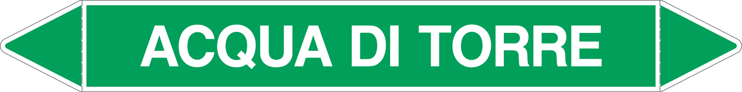 GLOBAL PACCO DA 10 ETICHETTE PER TUBAZIONI - ACQUA DI TORRE - Etichetta Autoadesiva Resistente
