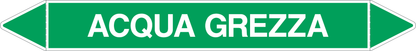GLOBAL PACCO DA 10 ETICHETTE PER TUBAZIONI - ACQUA GREZZA - Etichetta Autoadesiva Resistente