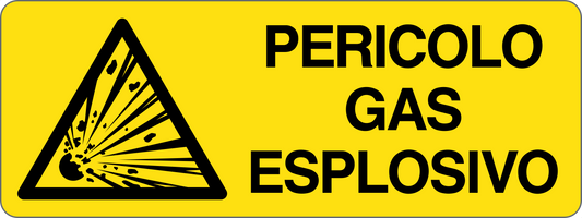PERICOLO GAS ESPLOSIVO - CARTELLO SEGNALETICO UNI ISO 7010 in Adesivo, Pannello in Forex, Pannello In Alluminio