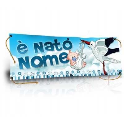 GLOBAL STRISCIONE FONDALE NASCITA - BAMBINO CON CICOGNA - IN CARTA O IN BANNER PVC ANCHE DA ESTERNO GARANZIA 5 ANNI