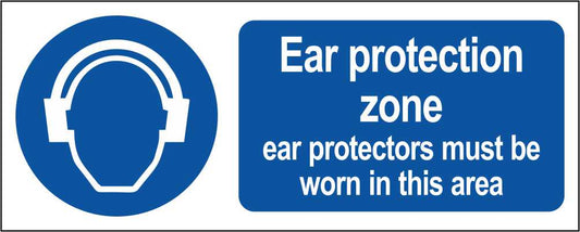 Ear Protection ZoneProtectors Must Be Worn - CARTELLO SEGNALETICO UNI ISO 7010 in Adesivo Resistente, Pannello in Forex, Pannello In Alluminio