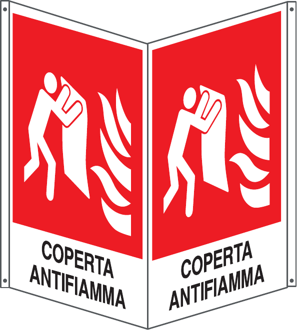GLOBAL CARTELLO SEGNALETICO BIFACCIALE QUADRATO - COPERTA ANTIFIAMMA - In Alluminio Con Stampa Diretta U.V. (IDEALE ANCHE PER ESTERNO)
