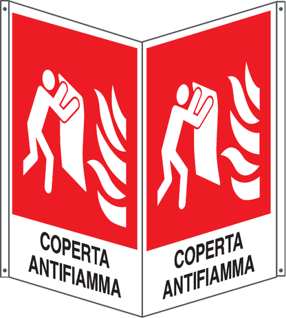 GLOBAL CARTELLO SEGNALETICO BIFACCIALE QUADRATO - COPERTA ANTIFIAMMA - In Alluminio Con Stampa Diretta U.V. (IDEALE ANCHE PER ESTERNO)